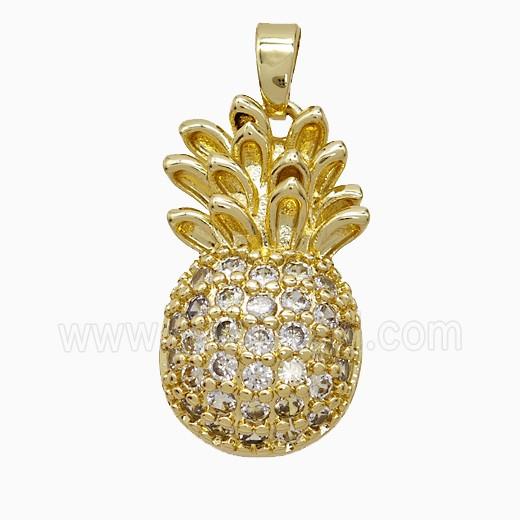 Copper Pendant Pave Zircon, Gold Plated