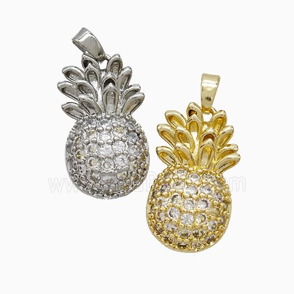 Copper Pendant Pave Zircon, Gold Plated