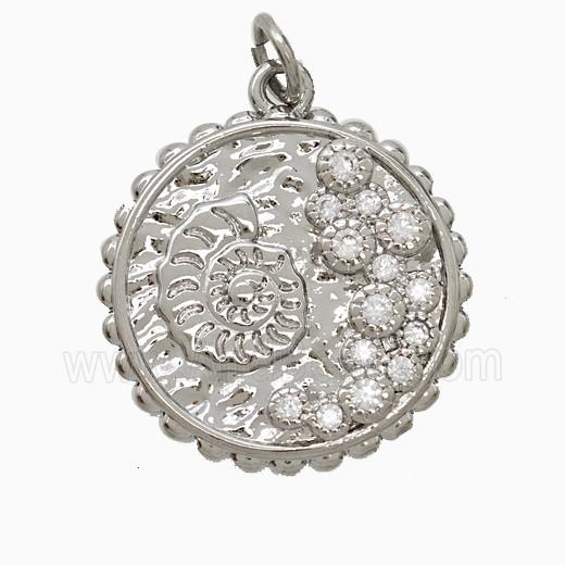 Copper Pendant Pave Zircon, Gold Plated