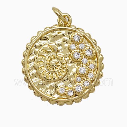Copper Pendant Pave Zircon, Gold Plated