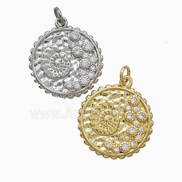 Copper Pendant Pave Zircon, Gold Plated