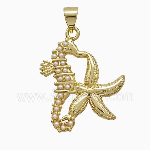 Copper Pendant Pave Zircon, Gold Plated