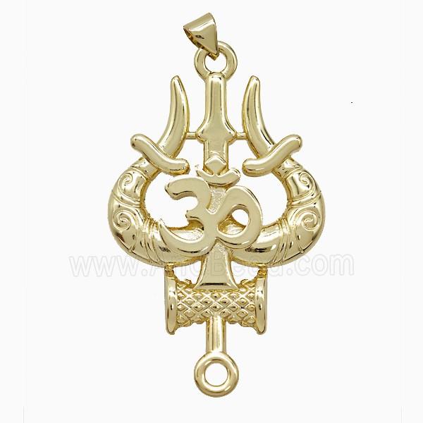 Copper Pendant Pave Zircon, Gold Plated