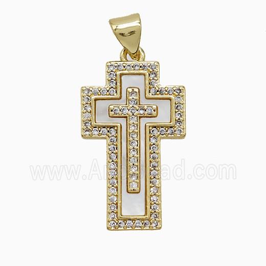 Copper Pendant Pave Zircon, Gold Plated