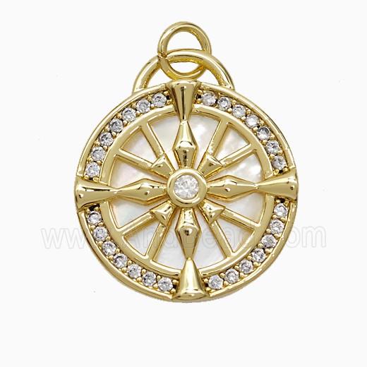Copper Pendant Pave Zircon, Gold Plated