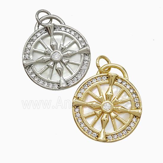 Copper Pendant Pave Zircon, Gold Plated