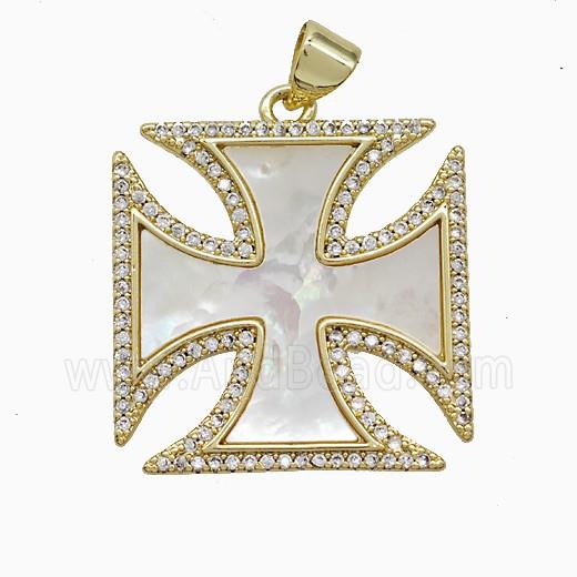 Copper Pendant Pave Zircon, Gold Plated