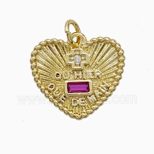 Copper Pendant Pave Zircon, Gold Plated