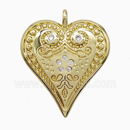 Copper Pendant Pave Zircon, Gold Plated