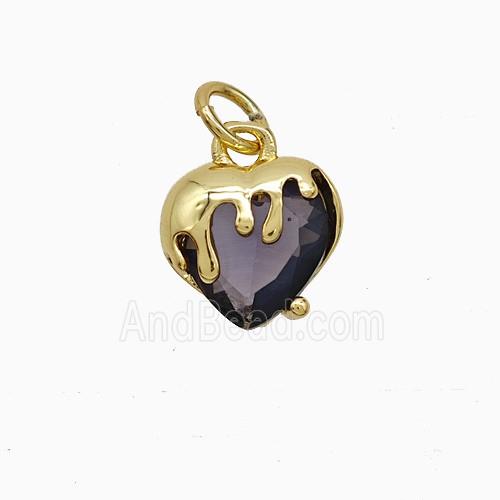 Copper Pendant Pave Zircon, Gold Plated