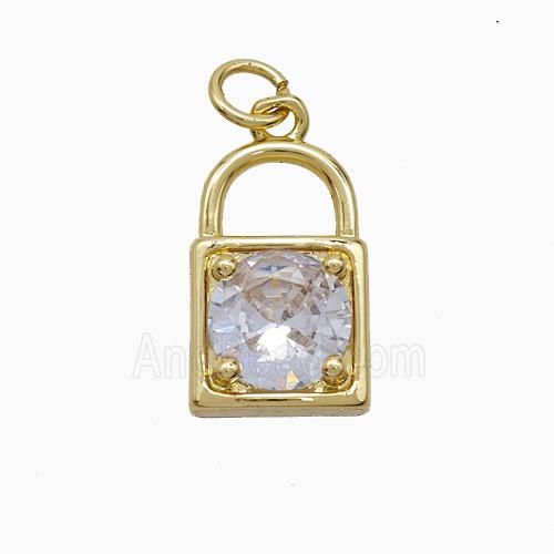 Copper Pendant Pave Zircon, Gold Plated