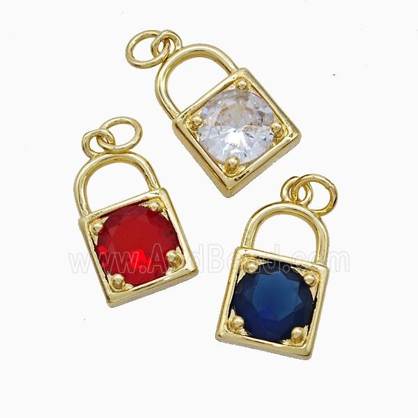 Copper Pendant Pave Zircon, Gold Plated