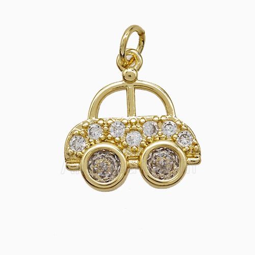 Copper Pendant Pave Zircon, Gold Plated