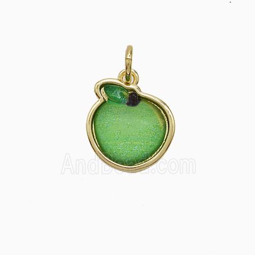 Copper Pendant Pave Resin Bead, Gold Plated