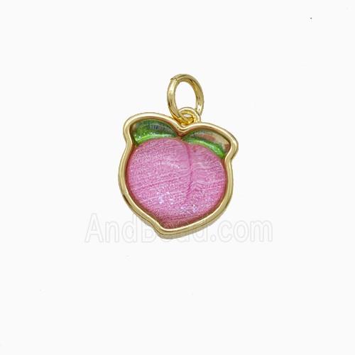 Copper Pendant Pave Resin Bead, Gold Plated