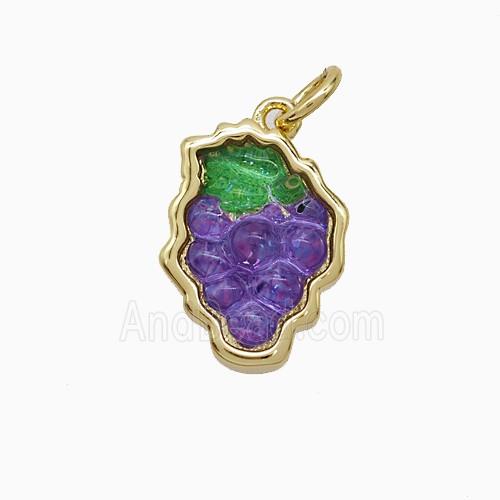 Copper Pendant Pave Resin Bead, Gold Plated