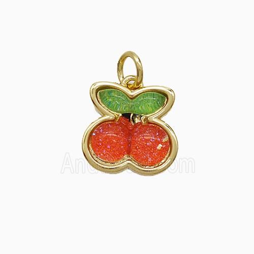 Copper Pendant Pave Resin Bead, Gold Plated