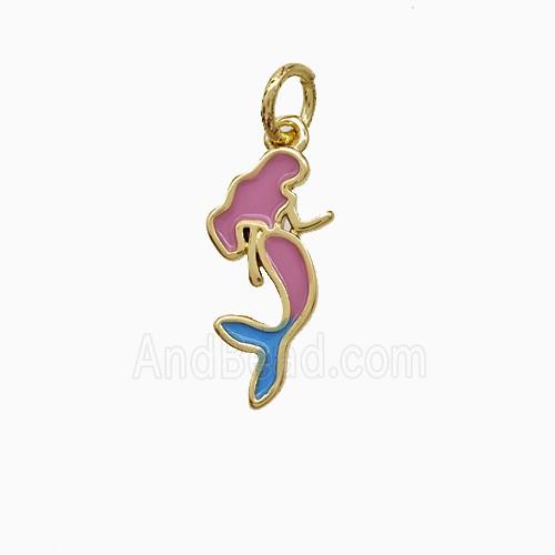 Enamel Copper Pendant, Gold Plated