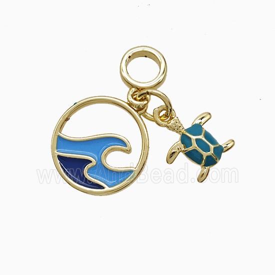 Enamel Copper Pendant, Gold Plated
