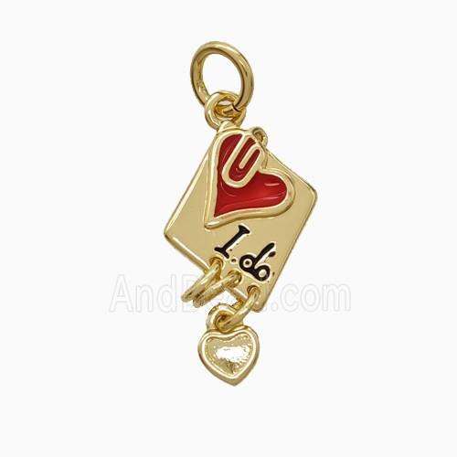 Enamel Copper Pendant, Gold Plated