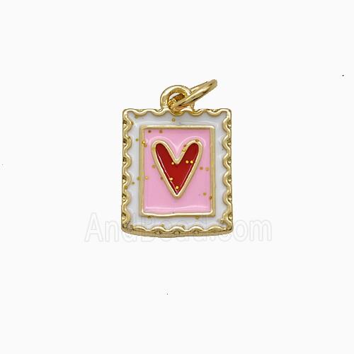 Enamel Copper Pendant, Gold Plated