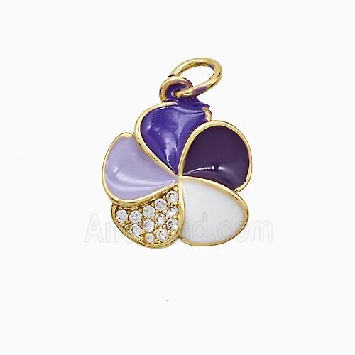Enamel Copper Pendant, Gold Plated