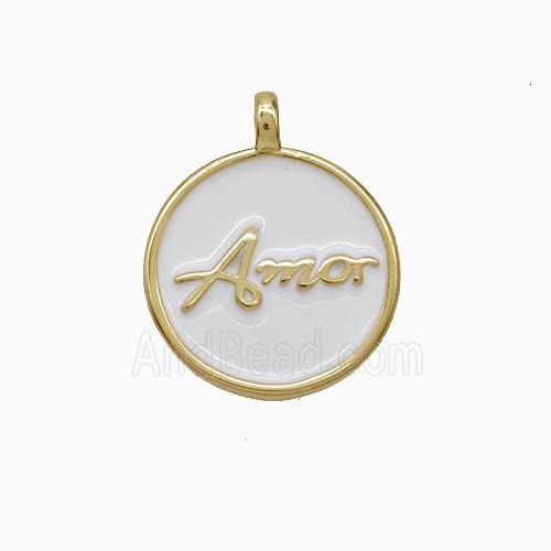 Enamel Copper Pendant, Gold Plated