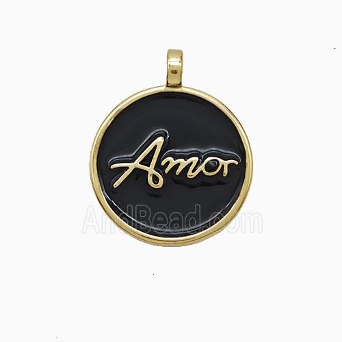 Enamel Copper Pendant, Gold Plated