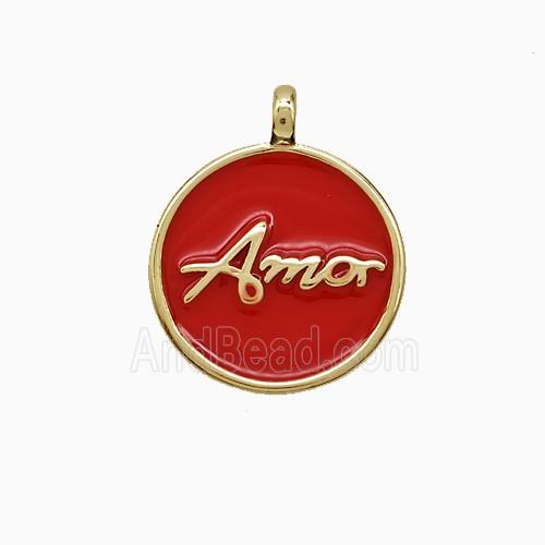 Enamel Copper Pendant, Gold Plated