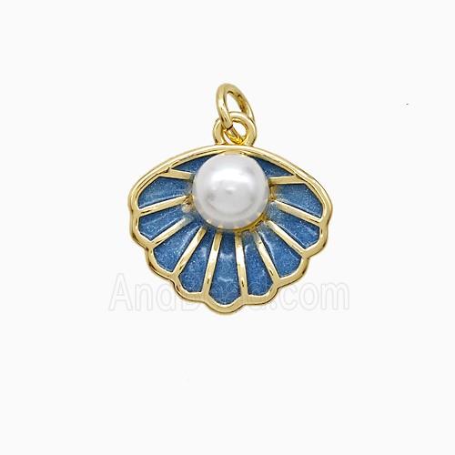 Enamel Copper Pendant, Gold Plated