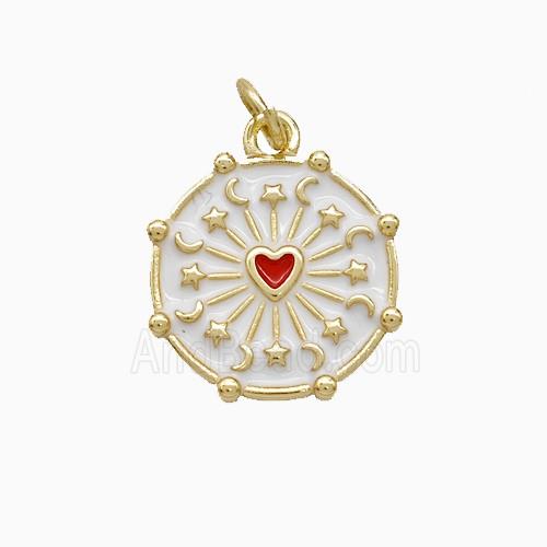 Enamel Copper Pendant, Gold Plated