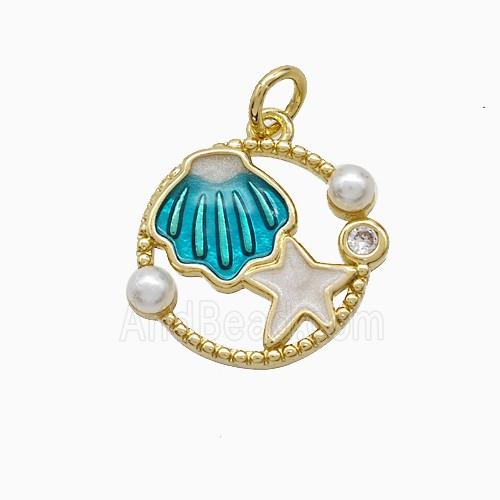 Enamel Copper Pendant, Gold Plated