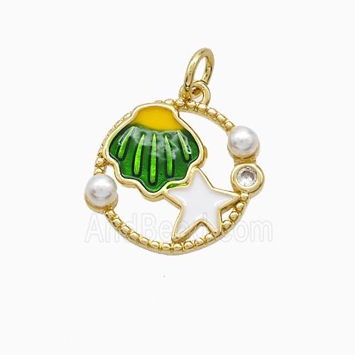 Enamel Copper Pendant, Gold Plated