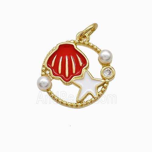 Enamel Copper Pendant, Gold Plated
