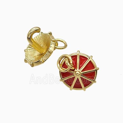 Enamel Copper Pendant, Gold Plated