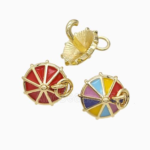 Enamel Copper Pendant, Gold Plated