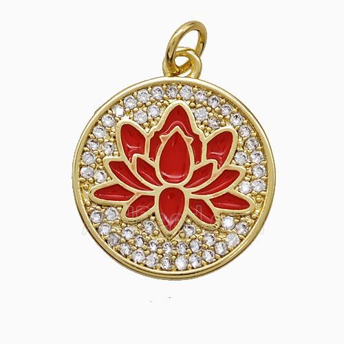 Enamel Copper Pendant, Gold Plated
