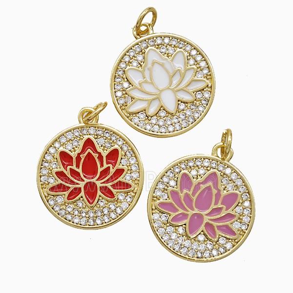 Enamel Copper Pendant, Gold Plated
