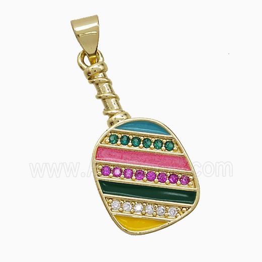 Enamel Copper Pendant, Gold Plated