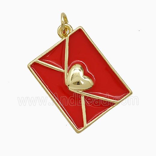 Enamel Copper Pendant, Gold Plated