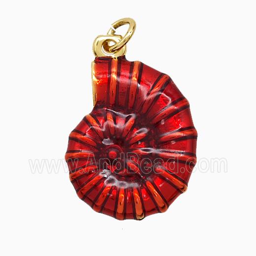 Enamel Copper Pendant, Gold Plated