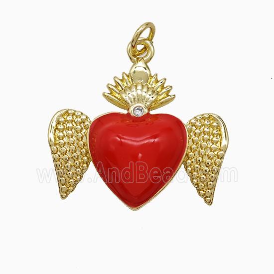 Enamel Copper Pendant, Gold Plated