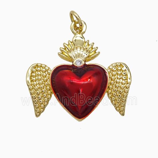 Enamel Copper Pendant, Gold Plated