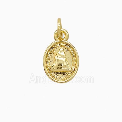 Copper Pendant Pave Zircon, Gold Plated