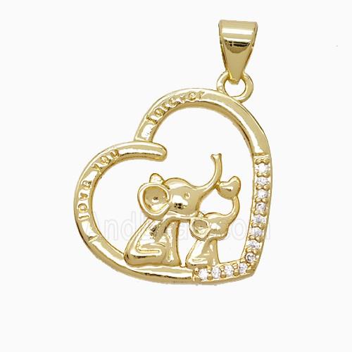 Copper Pendant Pave Zircon, Gold Plated