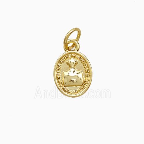 Copper Pendant Pave Zircon, Gold Plated