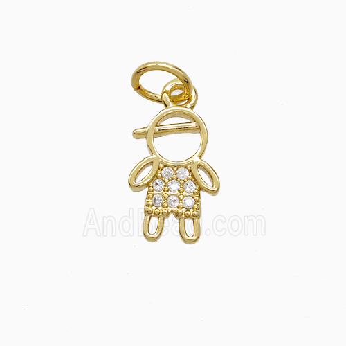Copper Pendant Pave Zircon, Gold Plated