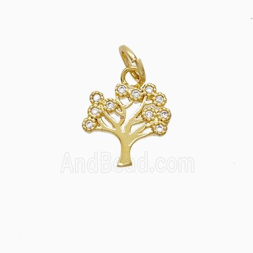 Copper Pendant Pave Zircon, Gold Plated