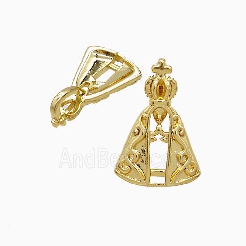 Copper Pendant Pave Zircon, Gold Plated