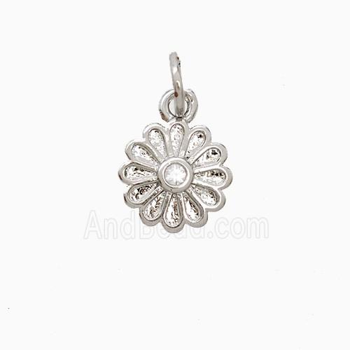 Copper Pendant Pave Zircon, Gold Plated